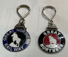 2 GREAT NORTHERN RR Watch Fobs. Blue,wht Letters &Rocky On Both. Blk, Red On 2nd picture