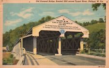 Postcard WV Philippi Old Covered Bridge over Tygart River 1943 Vintage PC H7823 picture