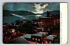 Newburgh NY-New York, Aerial Of City By Moonlight, Vintage c1912 Postcard picture
