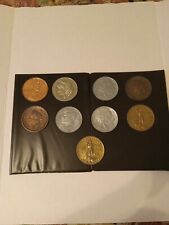 Lot Of 9 Metal Paperweight Coins. 3 Inches In Diameter picture