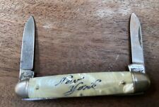 Vintage Pocket Knife Tourist Old Script New York Artificial Pearl IMPERIAL US picture