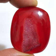 Excellent Red Window Druzy Agate Cushion Shape Cabochon 103 Crt Loose Gemstone picture