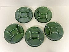 Lot of  5 Vintage Green Sectioned Fondue or Sushi Plates Steuler Keramik Germany picture