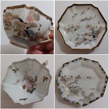 Japanese Yokohama Ware Eggshell Porcelain Finely Handpainted Tea Cups & Saucers picture