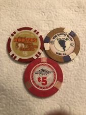 Lot Of (3) $5 Casino Chips From Various Locations picture