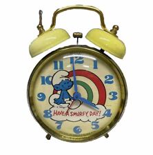 Vintage 1980’s Smurf Double Bell Alarm Clock Bradley picture