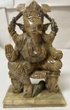 Soapstone 6” Hand Carved Ganesha Hindu Sitting Elephant Figure Deity God India picture