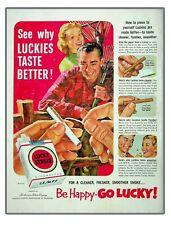 See why Lucky Strike Cigarettes Be Happy-Go Lucky Vintage Print Ad 1952 Life Mag picture