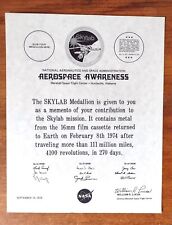 NASA Skylab Medallion Award Certificate Unissued Blank 1974 picture