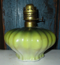 ANTIQUE VICTORIAN CONSOLIDATED LAMP CO. MINIATURE GREEN SATIN ARTICHOKE OIL LAMP picture