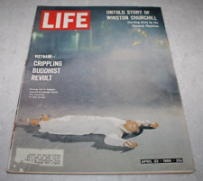 Vtg Life Magazine APRIL 22, 1966 Buddhist Monk Lies Stunned In Street ADS picture