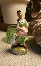 Vintage Italian Figurine Woman with Geese/duck 4.5