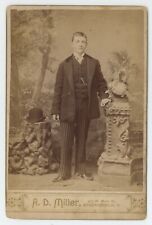 Antique c1880s ID'd Cabinet Card Arthur Hauck In Stylish Suit Hat Springfield OH picture