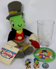 Lot of 6 Vintage Disney Jiminy Cricket Pins, Buttons, Plush, Glass, Magnet picture
