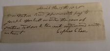 Handwritten Receipt Signed ID’d Cephas Chase 1826 Antique Old Paper Ephemera picture