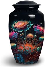 Cremation Urn Brightly Colored Flowers in Dark 10
