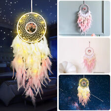 LED Light Dream Catcher Wall Hanging Handmade Feathers Home Car Ornament Decor picture