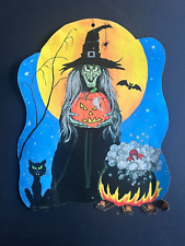 Vintage Halloween Decoration: The Witch Cooking by Moonlight picture