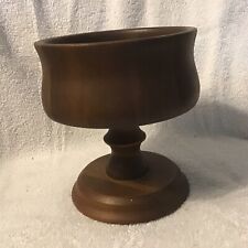 Mid Century Vintage Walnut Wood Footed Candy Dish Heirloom Treasures Compote picture