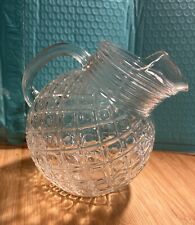 Vintage Hazel Atlas Pitcher Depression Glass Thumbprint Tilted Ball ice lip 7” picture