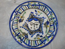 Vintage, in the style of Persian Yazd pottery hand painted ceramic dish 8.5