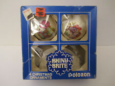 Vintage Shiny Brite Holly Hobby Like Christmas 3”Tall  Round Bulbs  2 Poloron picture