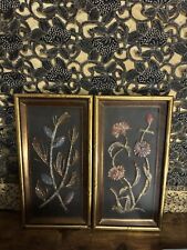 Mid 20th Century Mid-Century Modern Floral Shadow Box Wall Plaques - a Pair picture