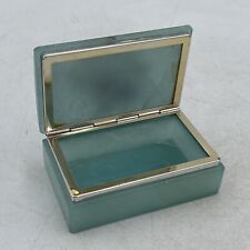 Vintage Genuine Alabaster Hand Carved Hinged Jewelry Trinket Box Made in Italy picture