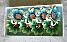 Vintage Painted Metal Flowers with Post Lot of 8 picture