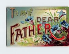 Postcard To My Dear Father with Flowers Embossed Art Print picture