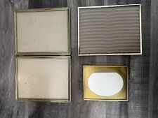 LOT OF 3 ANTIQUE VINTAGE HEAVY ORNATE BI-FOLD HINGED PICTURE FRAMES Small Tin  picture