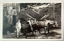 RPPC Postcard Norris Tennessee Ox Cart Delivery Historic Grist Mill Children picture