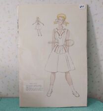 Vintage Fashion Sketch Tennis Outfit 17.5