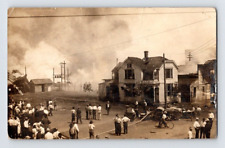RPPC EARLY 1900'S. GRAND ISLAND, KANSAS FIRE SCENE. POSTCARD L28 picture