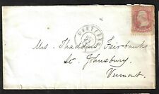 US 1860 HARTFORD VT DOUBLE CIRCLE CANCEL TO JOHNSBURY VT picture