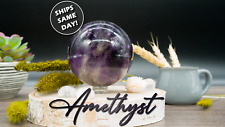 Unique Purple Amethyst Sphere Healing Crystal Gemstone Ball Round Orb Decor Gift picture