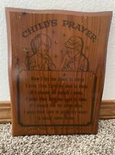 Vintage 1990s Child’s Prayer Plaque Made Out of Giant Redwood 8.5” x 6.5” picture