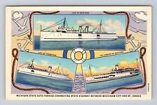 MI-Michigan, Ferries of Michigan, Antique Vintage Souvenir Postcard picture