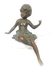 Antique Vintage Collectible Bronze Brass Girl Statue Figurine Part of Decoration picture
