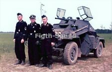 WW2 Picture Photo German Crew SS-Armoured in front of an Sd.kfz.222 8519 picture
