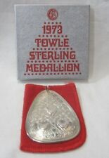 Vintage Towle Sterling Silver 1973 3 French Hens Christmas Medallion Ornament Bx picture