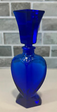 Vintage beautiful heart shaped cobalt perfume bottle with stopper picture