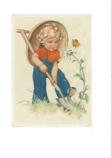 Ancient Ak Card Boy With Shovel IN Garden 33 picture