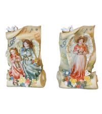 Vintage Guardian Angel Music Box 8” Set Of 2 Working Christian picture