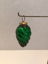 Kugel Mercury Glass 1900 Green Swirl Crackle Antique Christmas Ornament 3.75” picture