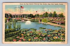Topeka KS-Kansas, Doran Lilly Pool, Gage Park Rose Garden c1941 Vintage Postcard picture
