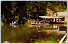 Boating on Lake and Entrance to Spook Cave McGregor Iowa Postcard picture