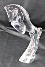 Baccarat Crystal Signed Rearing Jumping Horse Figurine 9 1/4