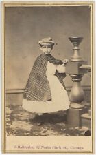 Adorable Young Girl Hat Shawl Chicago, Illinois 1860s CDV Carte de Visite X711 picture