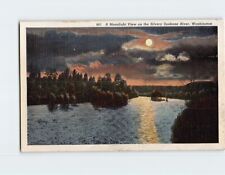 Postcard A Moonlight View of the Silvery Spokane River Washington USA picture